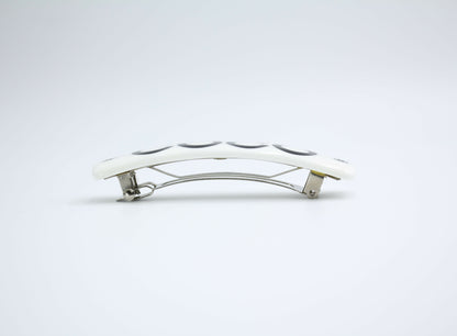 Chanel Vintage 01P Resin Coco Logo White Hairpin