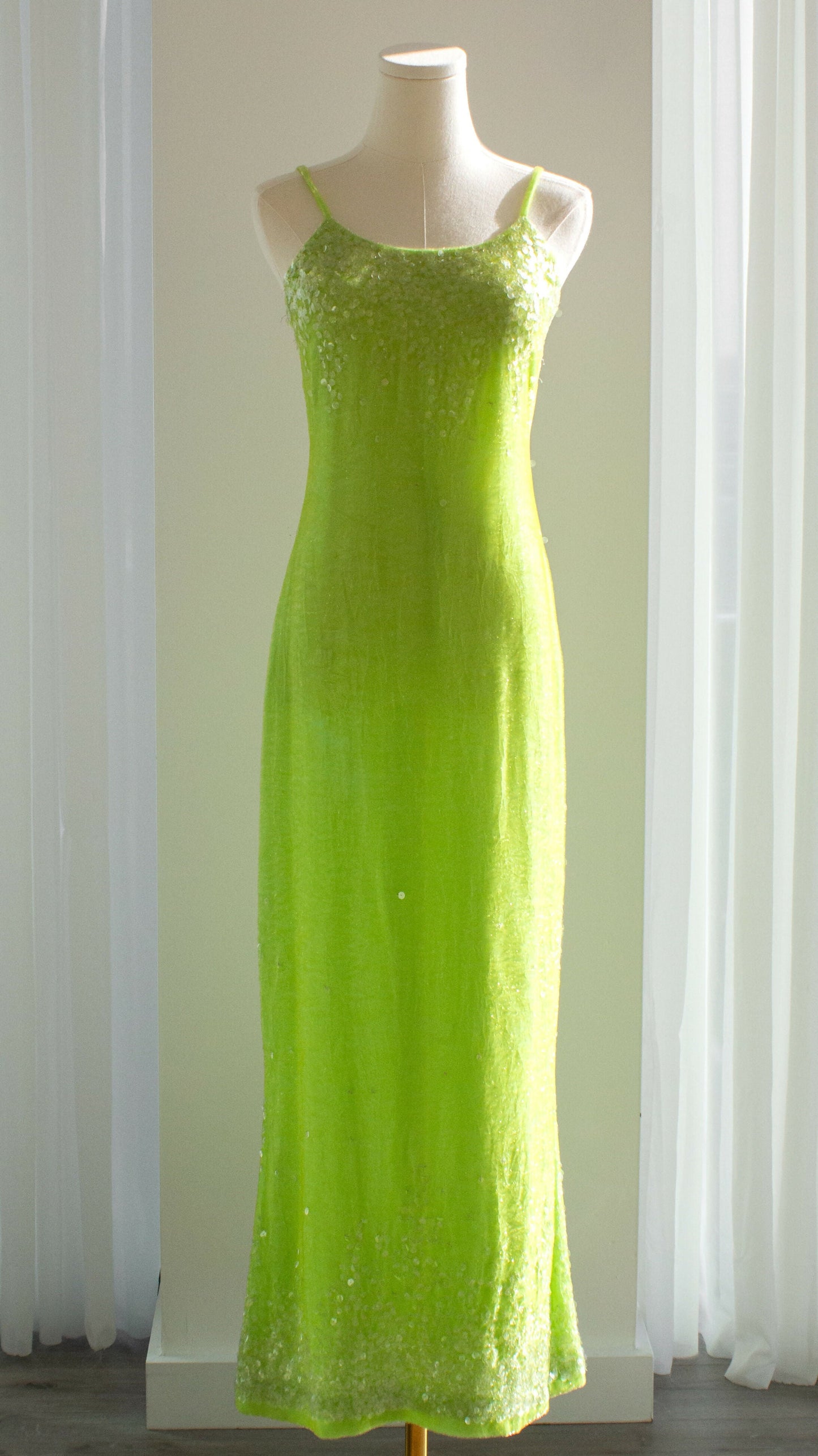 Chanel Vintage S/S1997 Green Sequin Embellished Velvet Dress Gown Jacket 97P Set