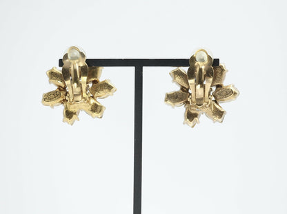 Chanel Vintage 02A Rhinestone Sparkling Ice Crystal Flower Clip-on Earrings