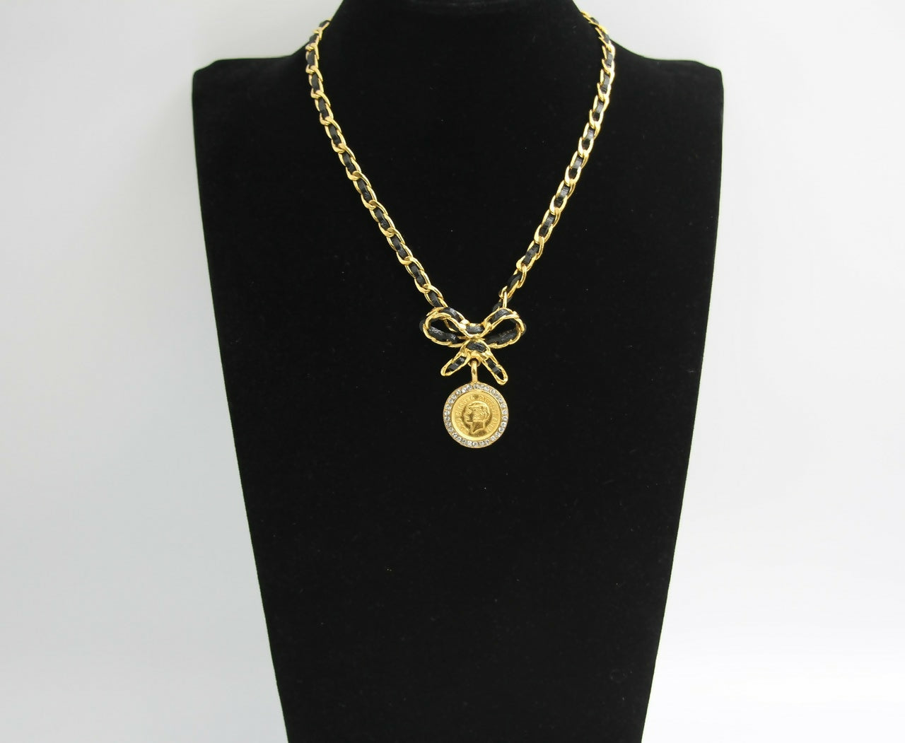 Chanel Vintage 96P Mrs Coco Gold-plated Leather Chain Necklace