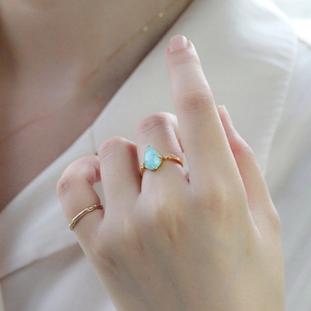 Vintage Amazonite Crystal Ring
