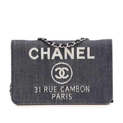 Chanel Deauville Denim Chain Wallet Wallet