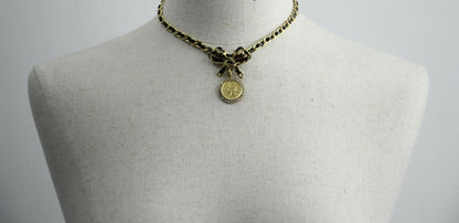 Chanel Vintage 96P Mrs Coco Gold-plated Leather Chain Necklace