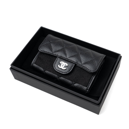 Chanel Classic Flap Card Holder Caviar Black  (Hologram)