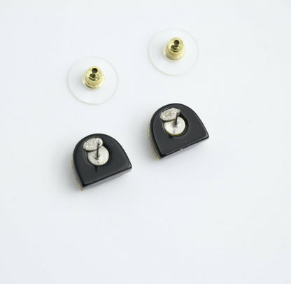 Chanel Vintage 00A Rhinestone Ring Shape Stud Earrings