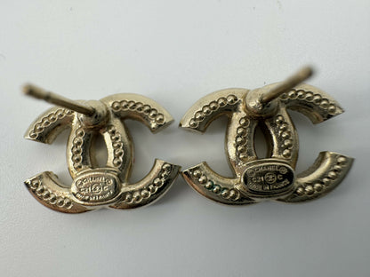 Chanel C21C Rhinestone Metal Multi-color Pebble Stud Earrings