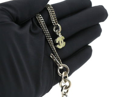 Chanel Vintage 04P Enamel Dark Green Silver Necklace