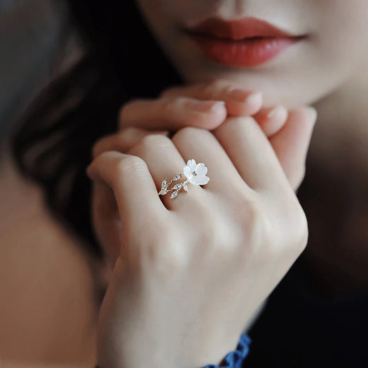 White Blossom Flower Ring