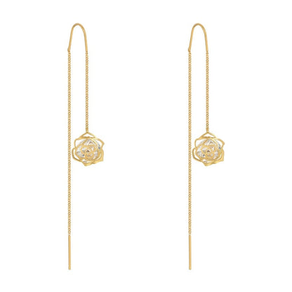 White Crystal Rose Drop Earrings