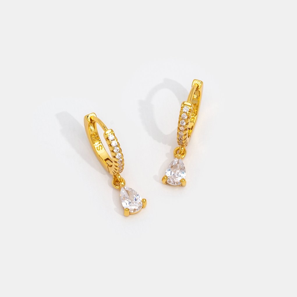 White Ivory Crystal Silver Hoop Earrings