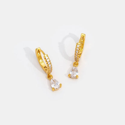 White Ivory Crystal Silver Hoop Earrings