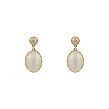 White Stone Drop Earrings