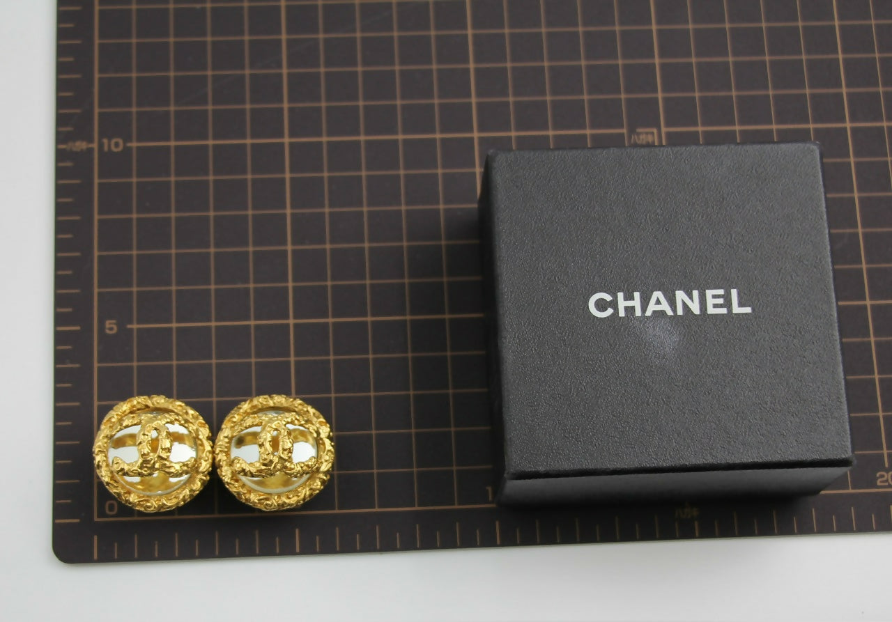 Chanel Vintage 93A Rare Lava Glass Mirror Clip-on Earrings