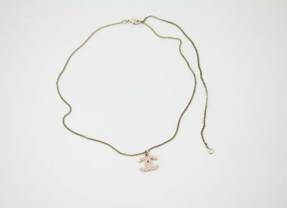 Chanel B11C Enamel Light Pink CC Adjustable Buckle Long Necklace