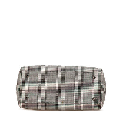 Dior Lady Dior Houndstooth Canvas Leather Handbag