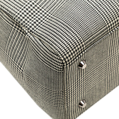 Dior Lady Dior Houndstooth Canvas Leather Handbag