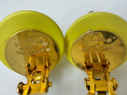 Chanel Vintage 96C Resin Yellow Bean Clip-on Earrings