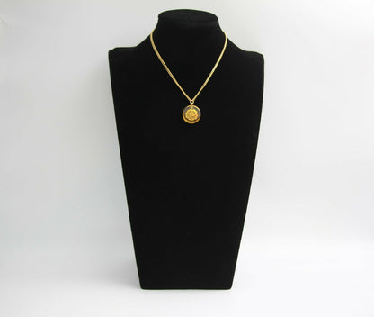 Chanel Vintage 98A Acrylic Light Yellow Brown Camellia Necklace