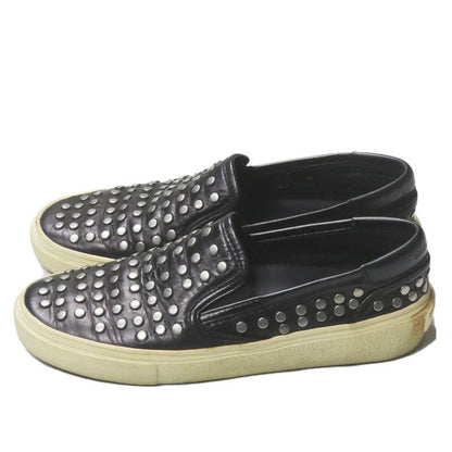 Yves Saint Laurent Silver Studded Leather Slip-On Shoes