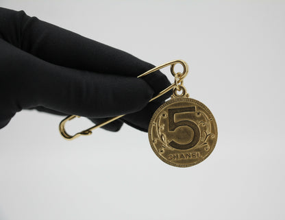 Chanel Vintage 03P Metal Ms Coco Coin Motif Brooch