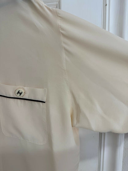 Rare Vintage Chanel Cream Silk Blouse