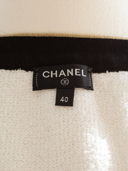 Chanel Cruise 2019 La Pausa White Black Gold Terry 19C Cardigan Jacket