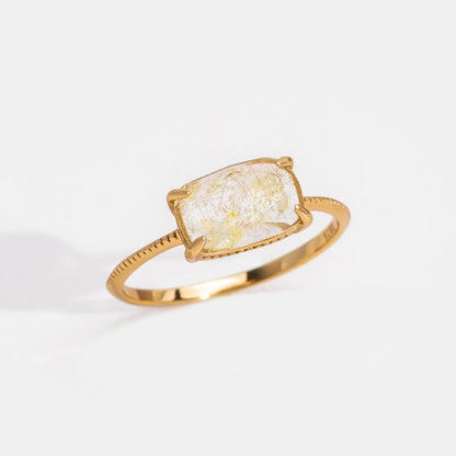 Yellow Quartz Crystal Ring