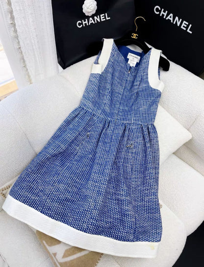 Chanel blue and white dress