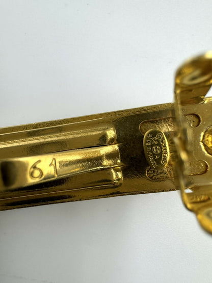 Chanel Vintage 98A Matte Gold-plated ‘CHANEL’ Hairpin