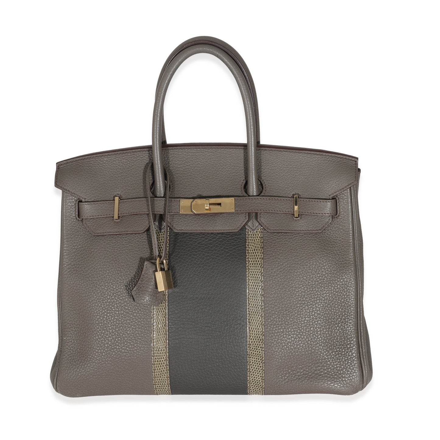 Hermes Birkin 35 Étain Clemence Graphite Gris Fonce Lizard Club