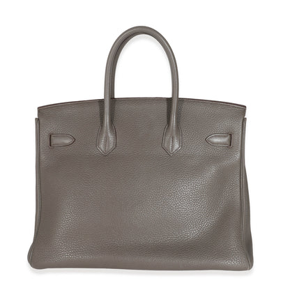 Hermes Birkin 35 Étain Clemence Graphite Gris Fonce Lizard Club