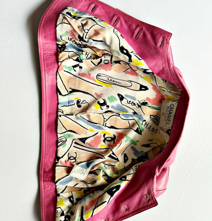 Chanel Vintage 1995 Barbie Pink Leather Cropped Jacket
