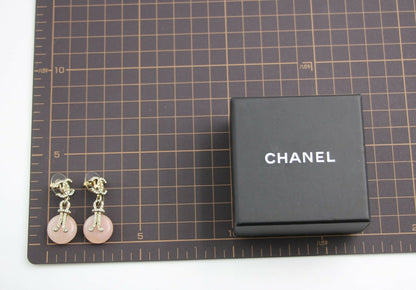 Chanel 09A Gripoix Pink Round Dangle Stud Earrings