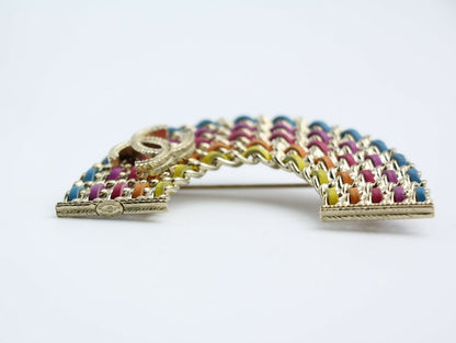 Chanel B18P Leather Rainbow Chain Brooch