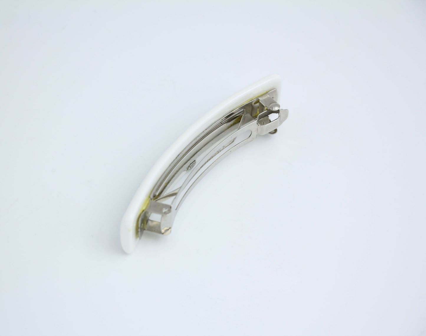 Chanel Vintage 01P Resin Coco Logo White Hairpin