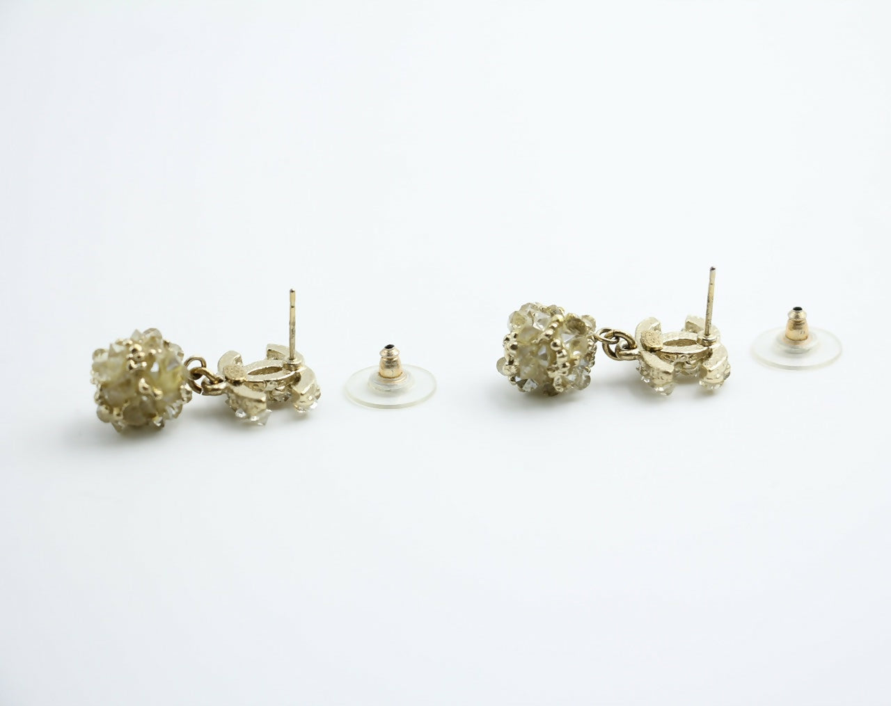 Chanel A12A Metal Engraving Vintage Concave Stud Earrings