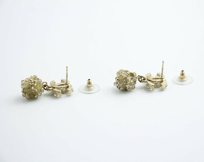Chanel A12A Metal Engraving Vintage Concave Stud Earrings