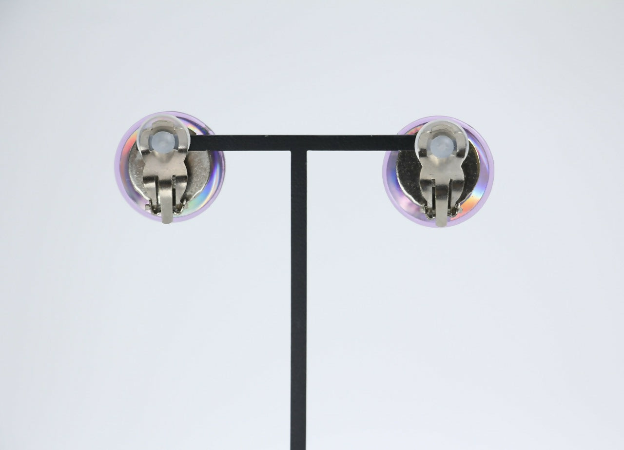 Chanel Vintage 00T Resin Iridescent Purple Clip-on Earrings
